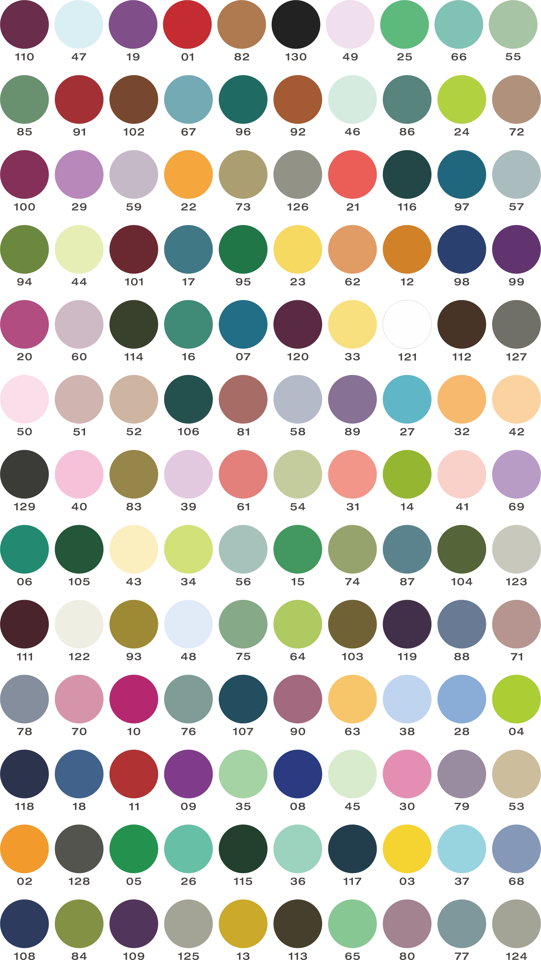 请从130个颜色中选出你喜欢和不喜欢的颜色吧